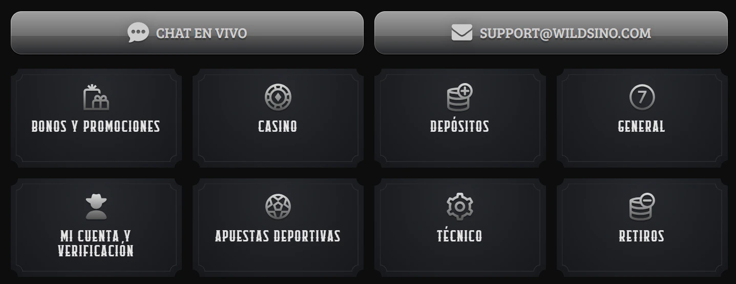 Atención al cliente en Wildsino Casino